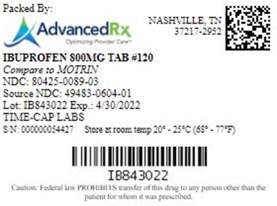 Ibuprofen 800mg Tab Qty 120 Ndc 80425 0089